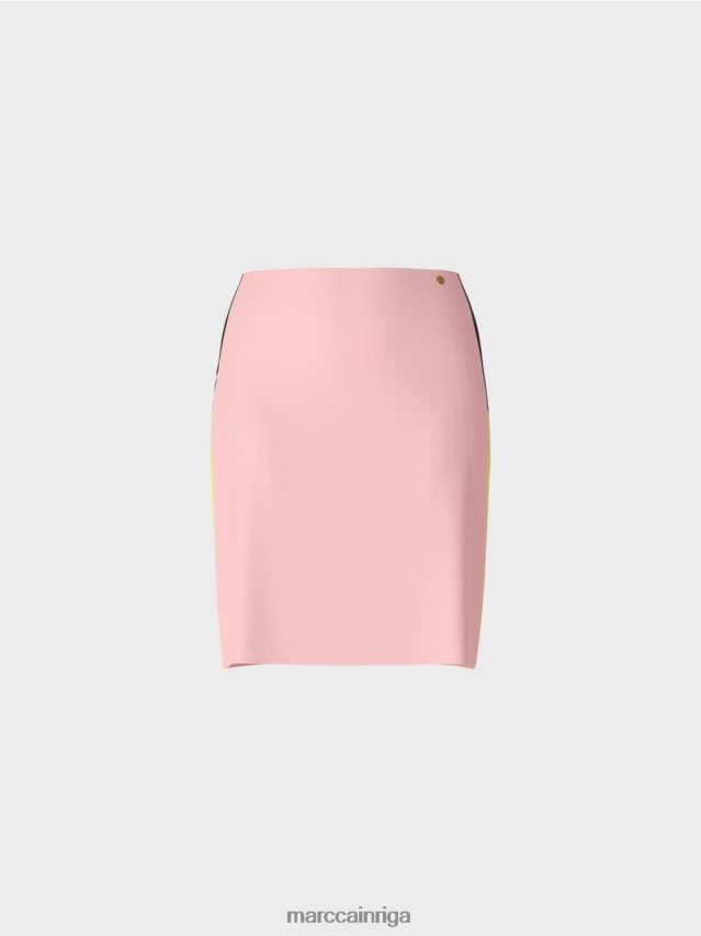 apģērbs mīksts pulveris rozā VRBHXD473 Marc Cain mini svārki ar krāsu bloķējošām svītrām