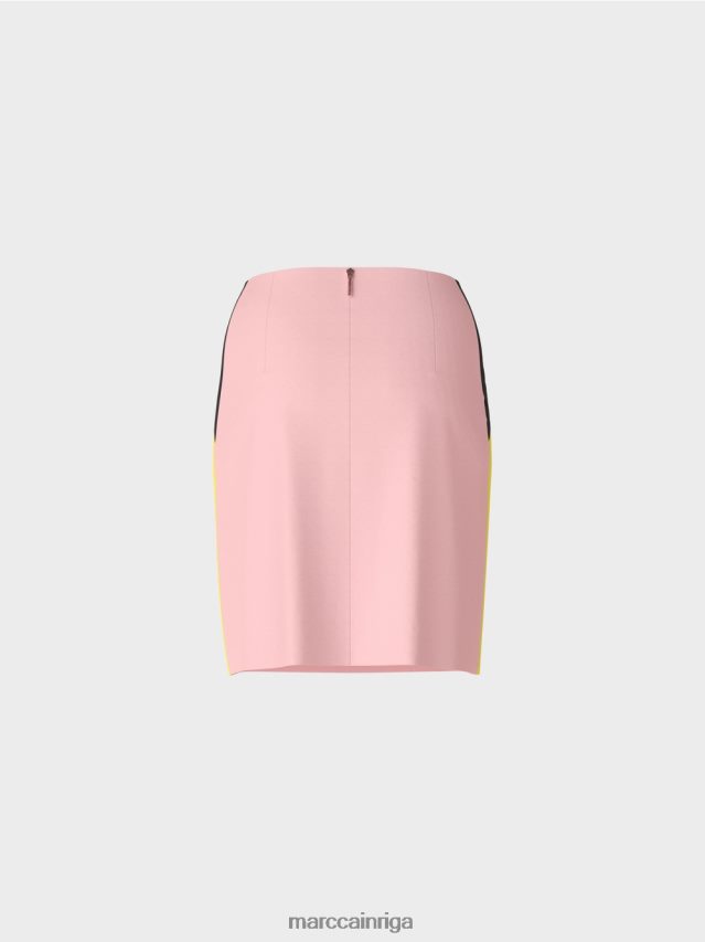 apģērbs mīksts pulveris rozā VRBHXD473 Marc Cain mini svārki ar krāsu bloķējošām svītrām