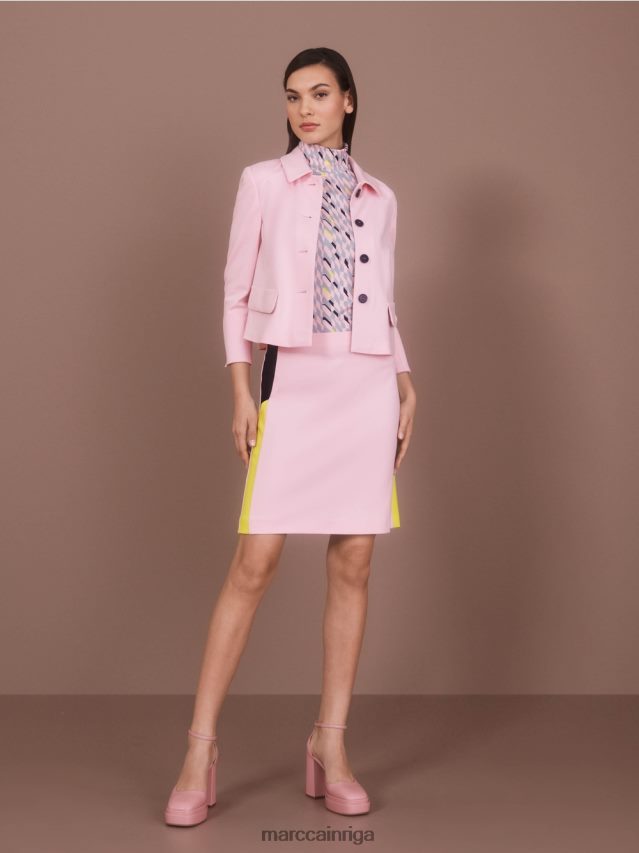 apģērbs mīksts pulveris rozā VRBHXD473 Marc Cain mini svārki ar krāsu bloķējošām svītrām