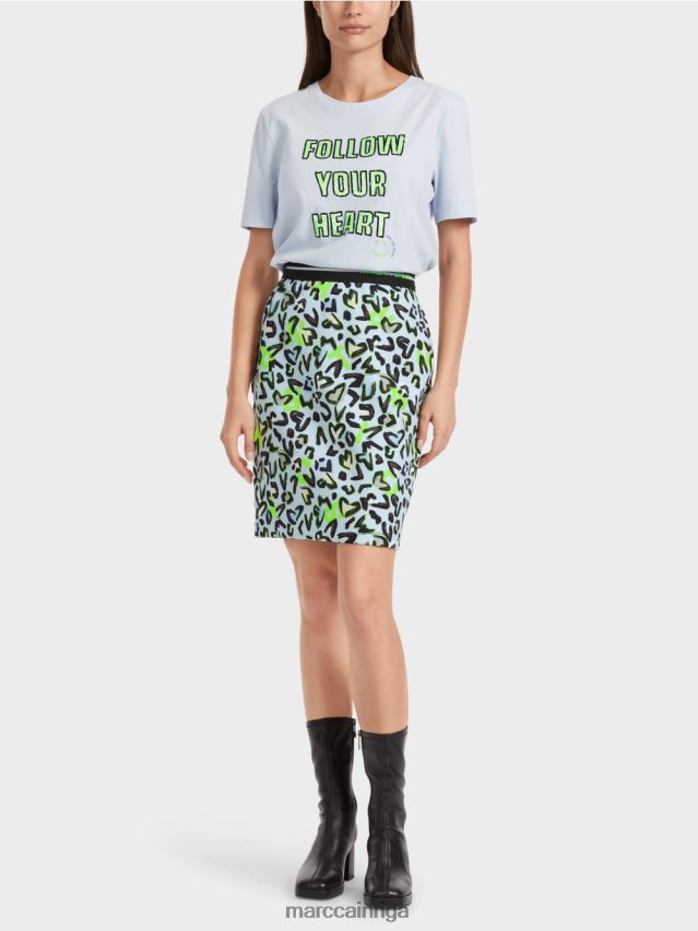 apģērbs mīksts pulveris zils VRBHXD470 Marc Cain plāni mini svārki ar grafiti apdruku