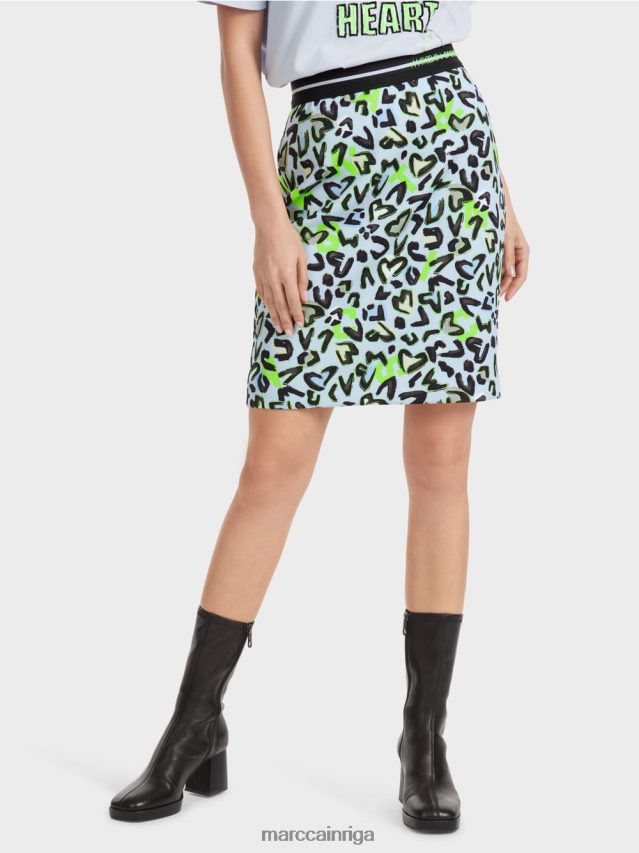 apģērbs mīksts pulveris zils VRBHXD470 Marc Cain plāni mini svārki ar grafiti apdruku