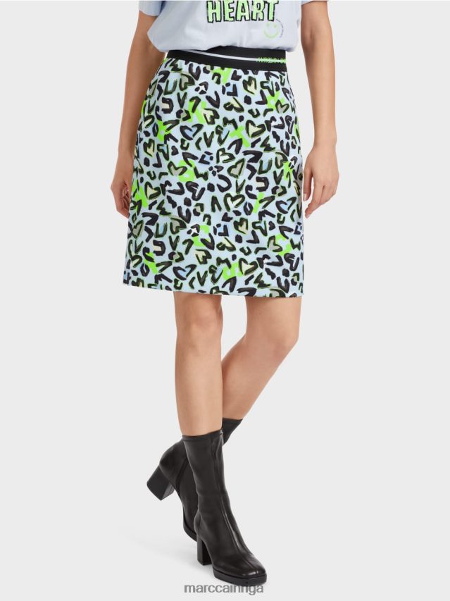 apģērbs mīksts pulveris zils VRBHXD470 Marc Cain plāni mini svārki ar grafiti apdruku