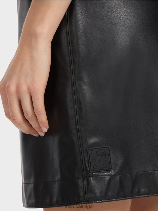 apģērbs melns VRBHXD463 Marc Cain īsi svārki no jautras ādas