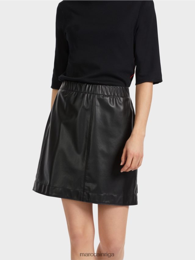 apģērbs melns VRBHXD463 Marc Cain īsi svārki no jautras ādas