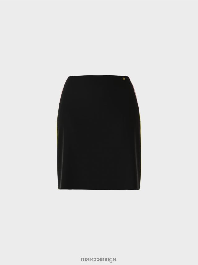 apģērbs melns VRBHXD475 Marc Cain mini svārki ar krāsu bloķējošām svītrām