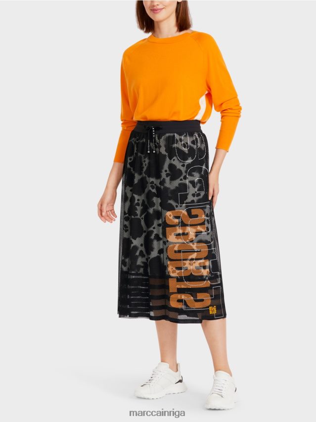 apģērbs melns VRBHXD501 Marc Cain sieta svārki ar apdrukātu oderi
