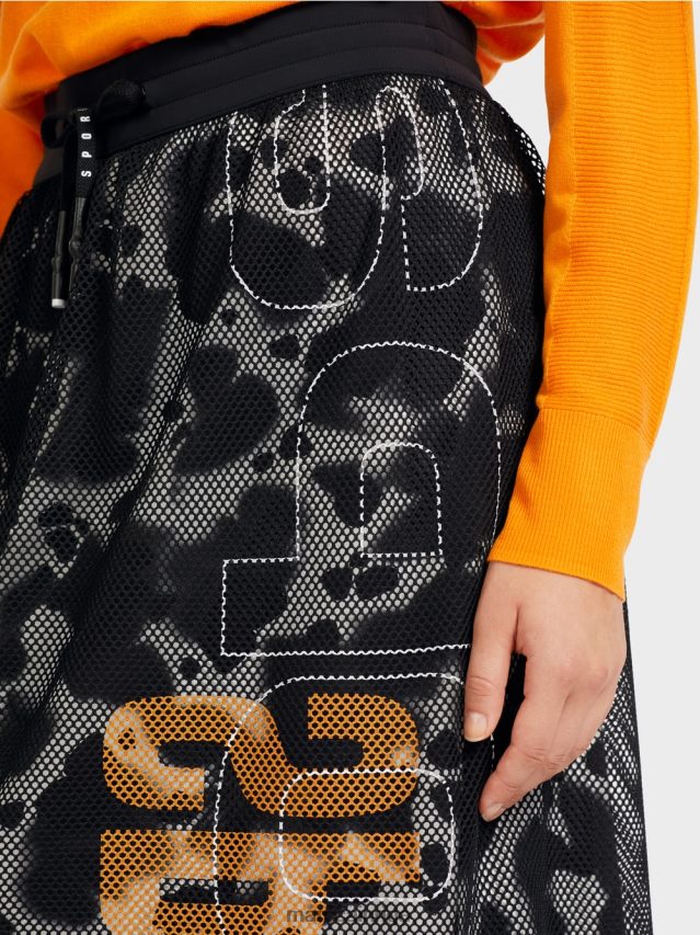 apģērbs melns VRBHXD501 Marc Cain sieta svārki ar apdrukātu oderi