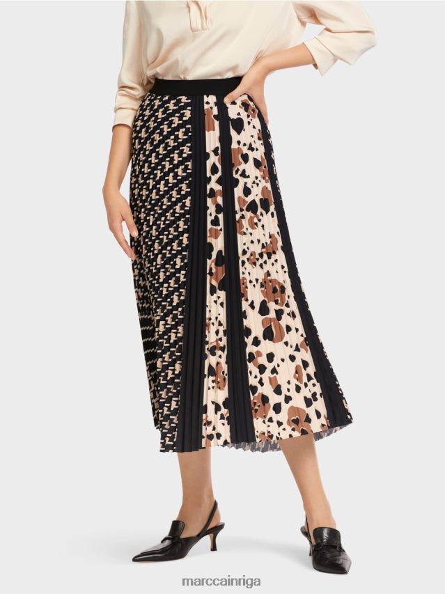 apģērbs melns VRBHXD511 Marc Cain kroku svārki dažādu rakstu kombinācijā