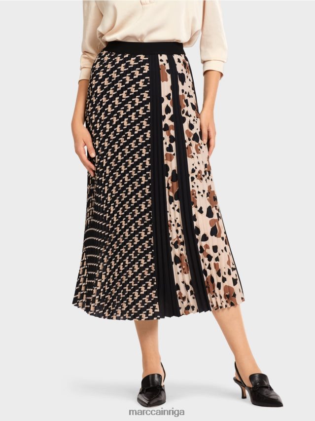 apģērbs melns VRBHXD511 Marc Cain kroku svārki dažādu rakstu kombinācijā