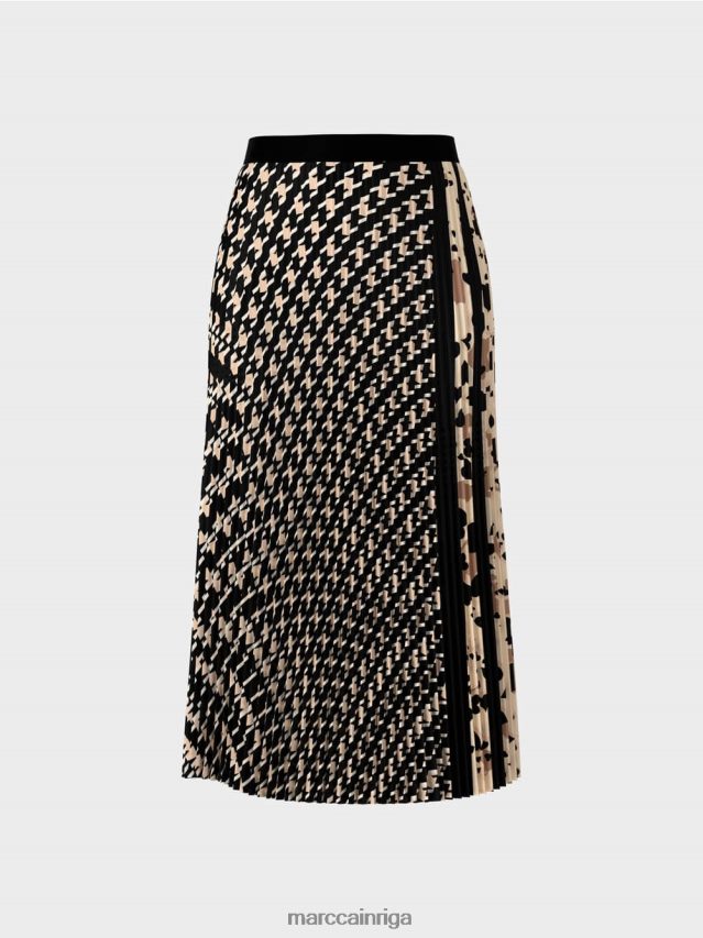apģērbs melns VRBHXD511 Marc Cain kroku svārki dažādu rakstu kombinācijā