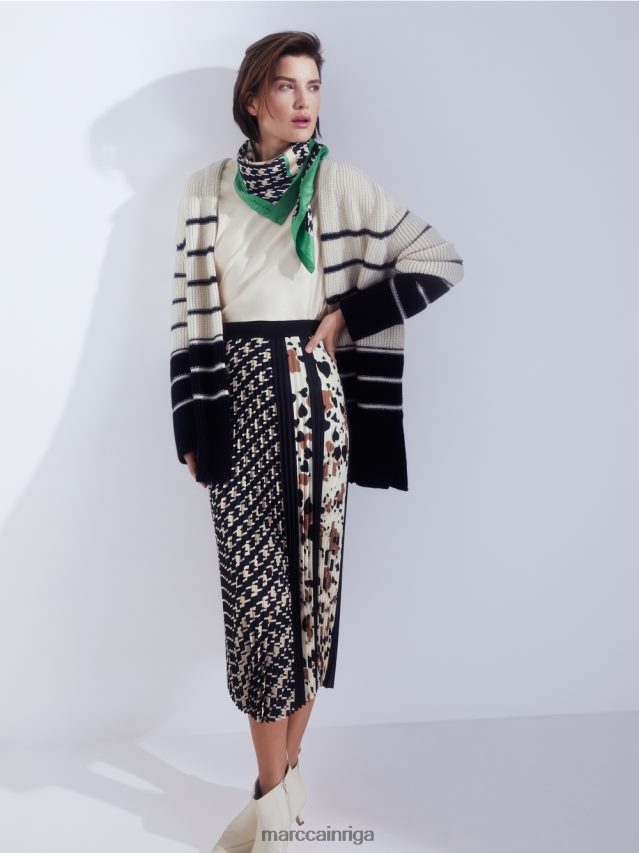 apģērbs melns VRBHXD511 Marc Cain kroku svārki dažādu rakstu kombinācijā