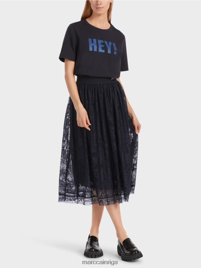 apģērbs pusnakts zils VRBHXD456 Marc Cain plati svārki tilla mežģīnēs