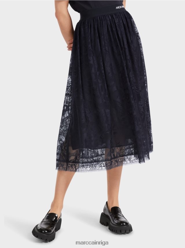 apģērbs pusnakts zils VRBHXD456 Marc Cain plati svārki tilla mežģīnēs