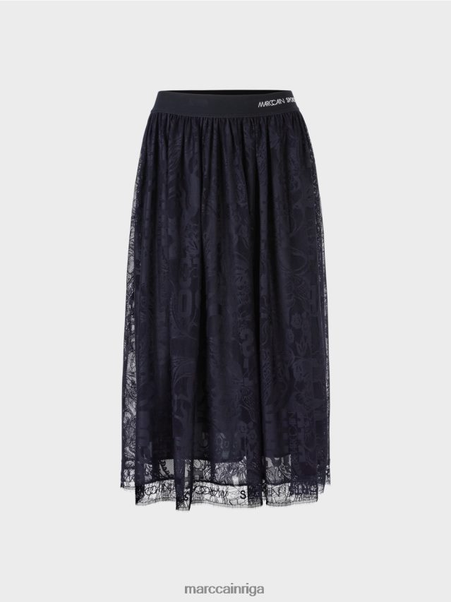 apģērbs pusnakts zils VRBHXD456 Marc Cain plati svārki tilla mežģīnēs