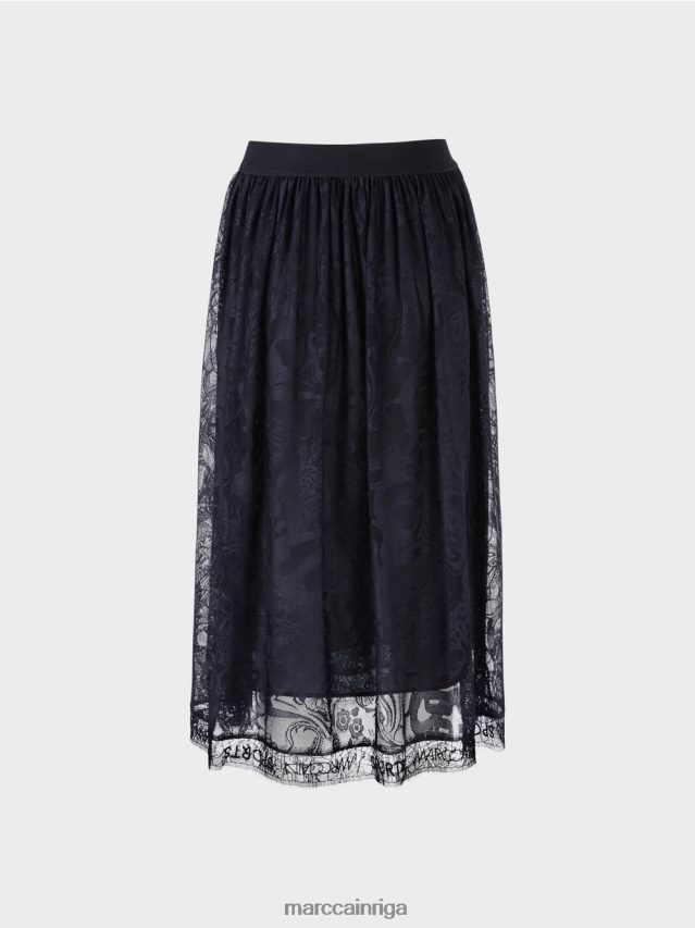 apģērbs pusnakts zils VRBHXD456 Marc Cain plati svārki tilla mežģīnēs