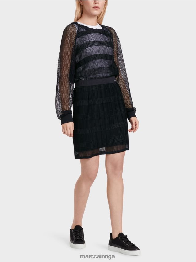 apģērbs pusnakts zils VRBHXD476 Marc Cain eleganti mini svārki ar šifonu