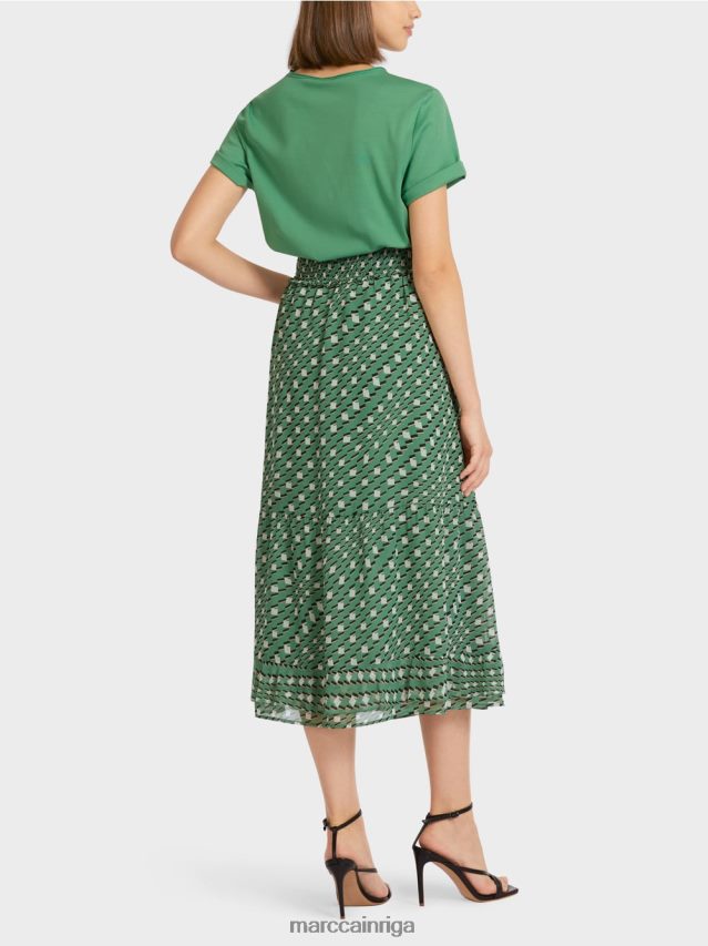 apģērbs sūnu zaļa VRBHXD509 Marc Cain apdrukāti flounces svārki