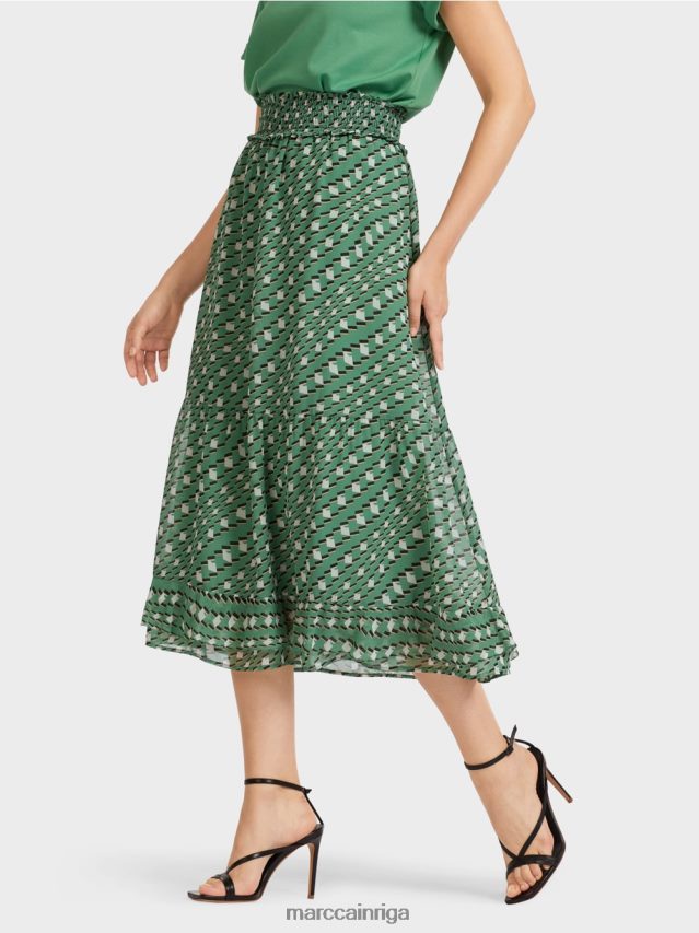 apģērbs sūnu zaļa VRBHXD509 Marc Cain apdrukāti flounces svārki