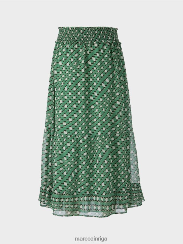 apģērbs sūnu zaļa VRBHXD509 Marc Cain apdrukāti flounces svārki