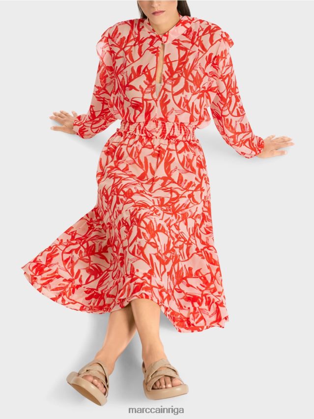 apģērbs spilgts iedegums VRBHXD500 Marc Cain locīti svārki ar ziedu rakstu