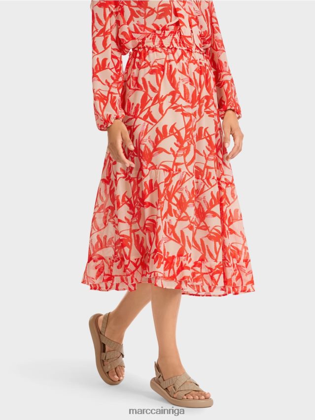apģērbs spilgts iedegums VRBHXD500 Marc Cain locīti svārki ar ziedu rakstu