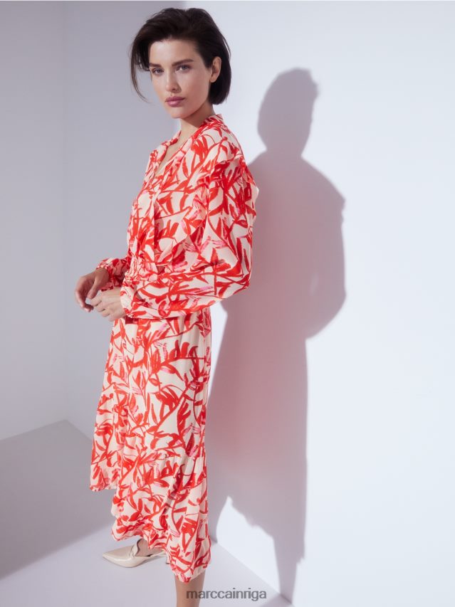 apģērbs spilgts iedegums VRBHXD500 Marc Cain locīti svārki ar ziedu rakstu