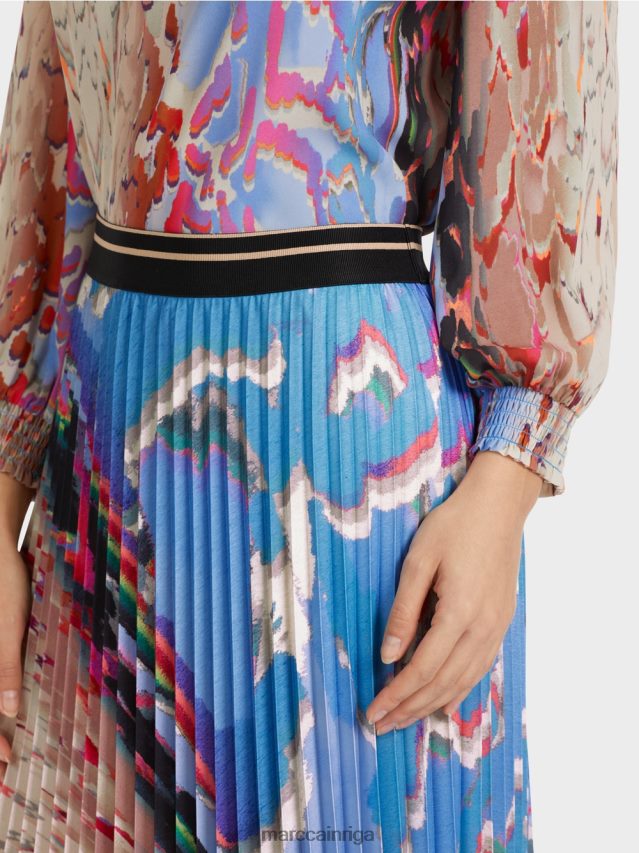 apģērbs tumšas vasaras debesis VRBHXD466 Marc Cain krāsaini apdrukāti kroku svārki