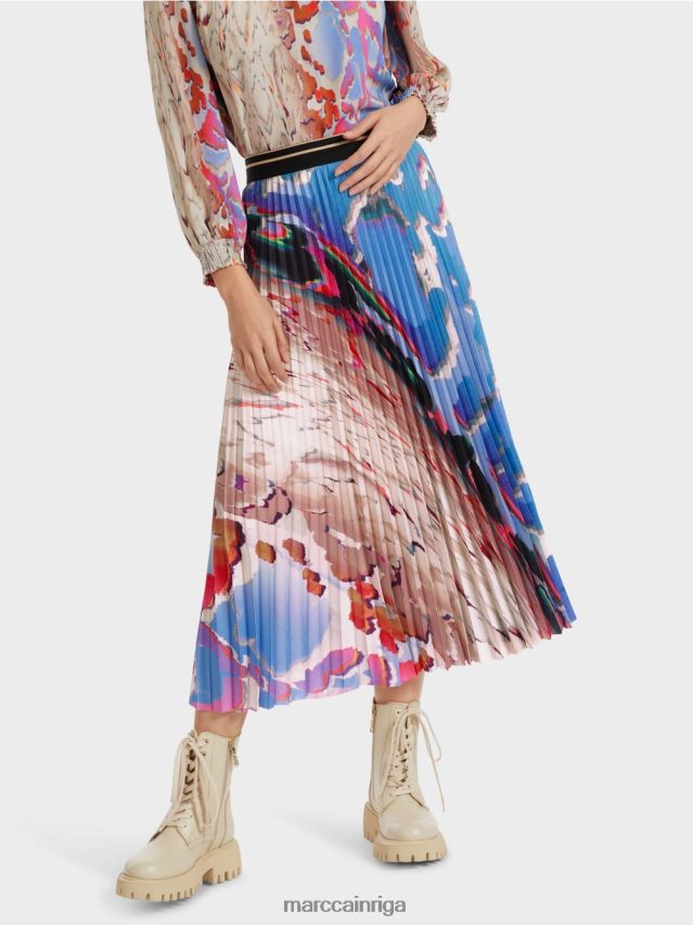 apģērbs tumšas vasaras debesis VRBHXD466 Marc Cain krāsaini apdrukāti kroku svārki