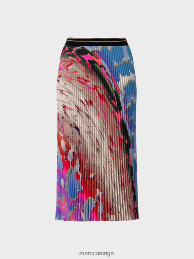 apģērbs tumšas vasaras debesis VRBHXD466 Marc Cain krāsaini apdrukāti kroku svārki