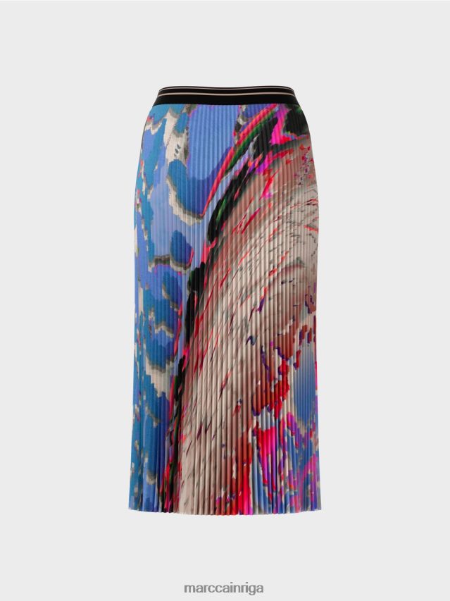 apģērbs tumšas vasaras debesis VRBHXD466 Marc Cain krāsaini apdrukāti kroku svārki