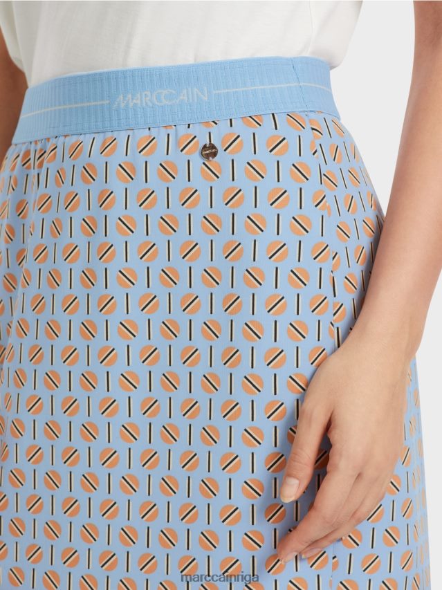 apģērbs tumšas vasaras debesis VRBHXD468 Marc Cain ceļgala garuma svārki ar grafisku dizainu