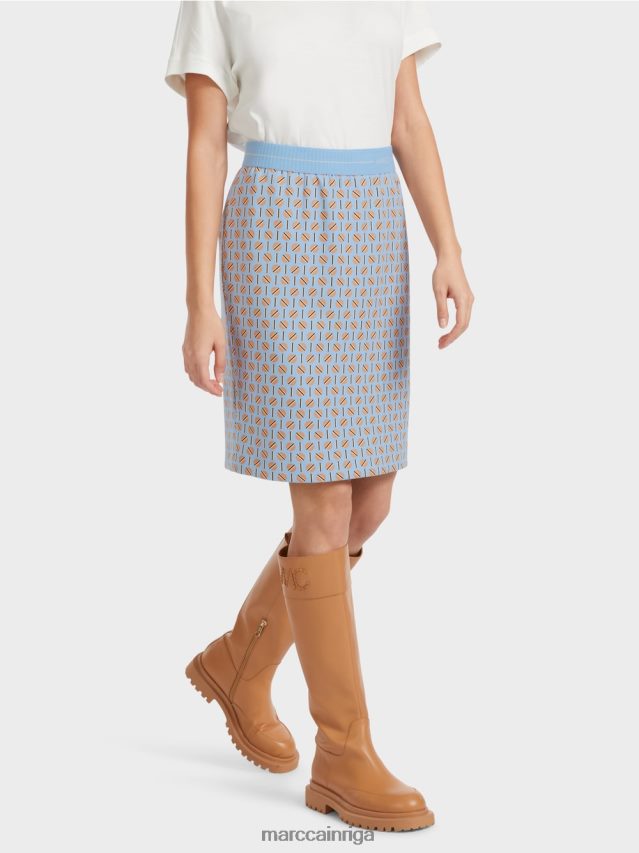 apģērbs tumšas vasaras debesis VRBHXD468 Marc Cain ceļgala garuma svārki ar grafisku dizainu