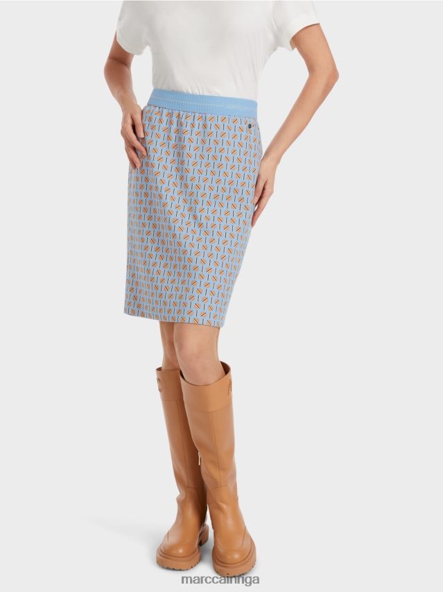 apģērbs tumšas vasaras debesis VRBHXD468 Marc Cain ceļgala garuma svārki ar grafisku dizainu