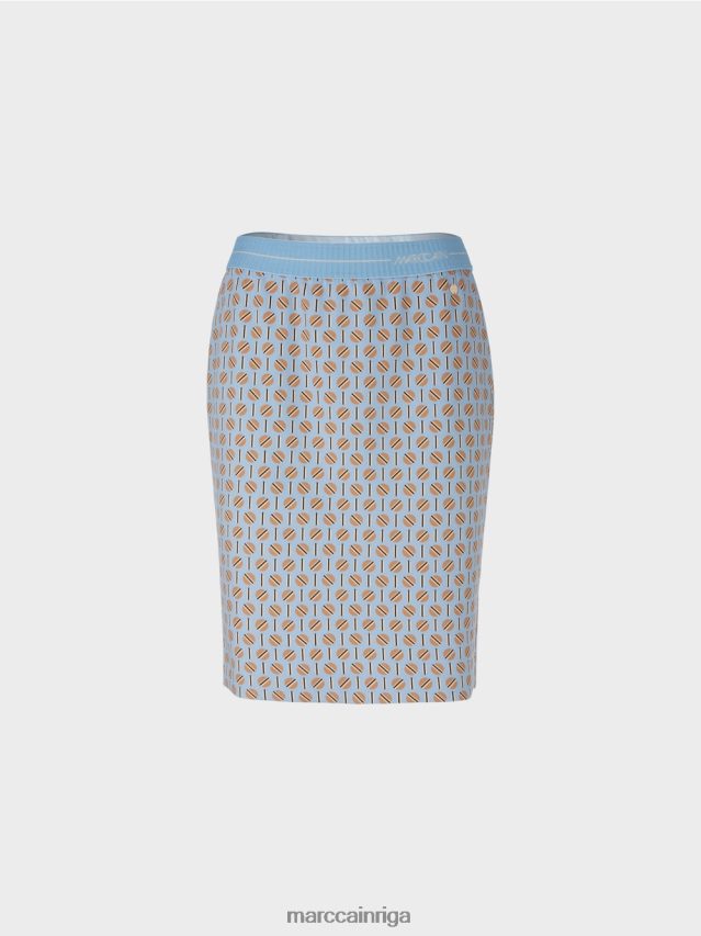 apģērbs tumšas vasaras debesis VRBHXD468 Marc Cain ceļgala garuma svārki ar grafisku dizainu