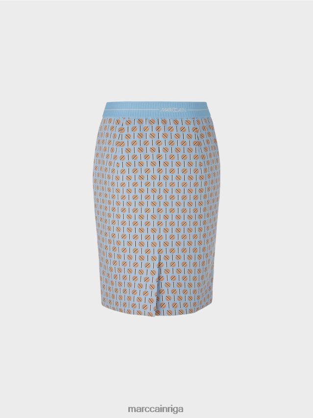 apģērbs tumšas vasaras debesis VRBHXD468 Marc Cain ceļgala garuma svārki ar grafisku dizainu