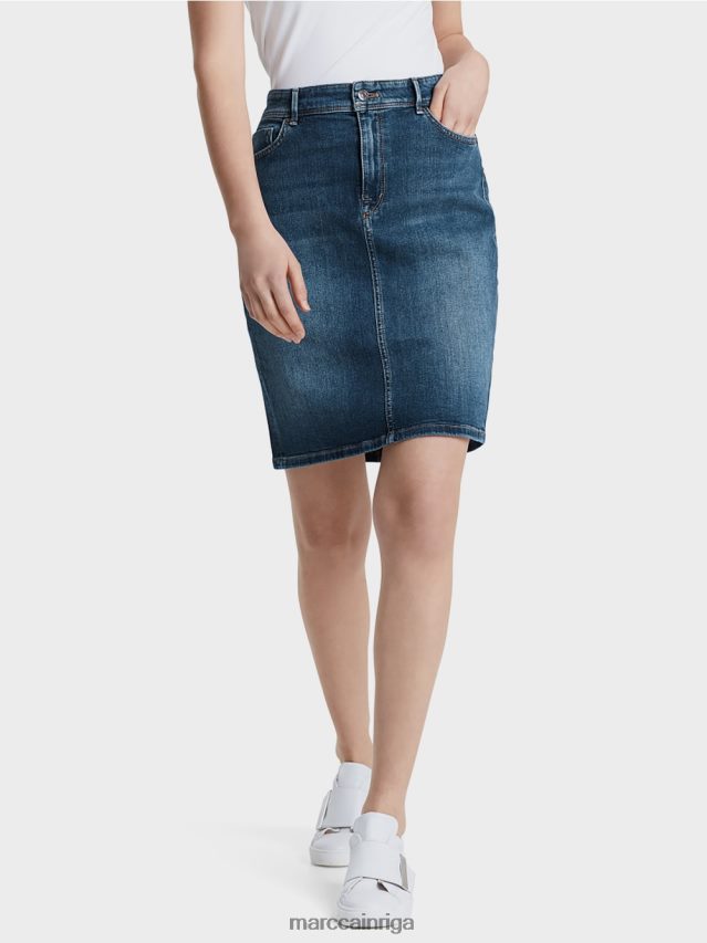 apģērbs tumši zils džinss VRBHXD519 Marc Cain zīmuļu svārki no džinsa