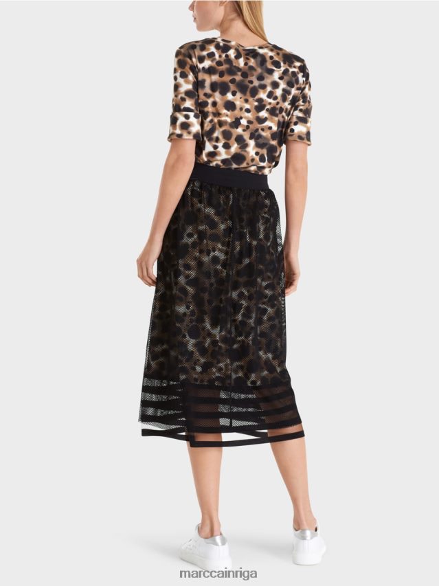 apģērbs viegla kafija VRBHXD503 Marc Cain sieta svārki ar apdrukātu oderi