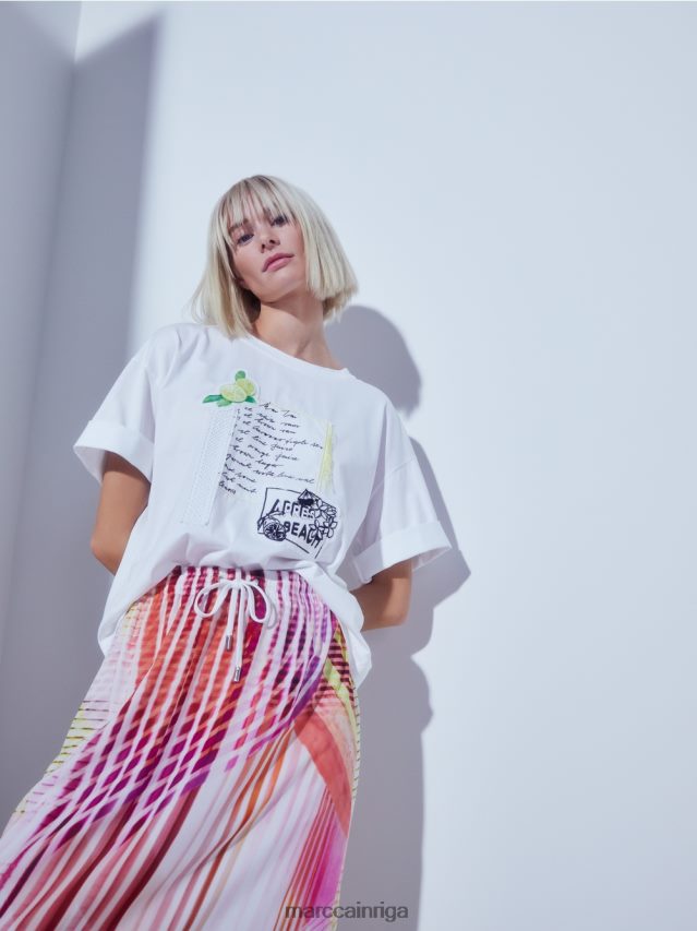 apģērbs viegla limeade VRBHXD481 Marc Cain krāsaini svārki svītrainā rakstā