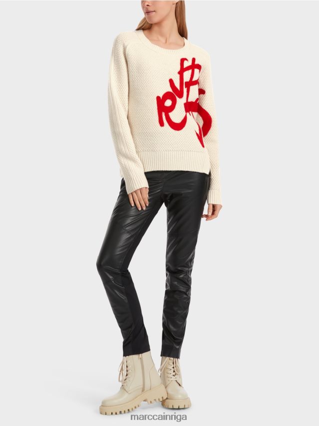 apģērbs Mandeļu piens VRBHXD1043 Marc Cain "pārdomāt kopā" ​​adīts džemperis