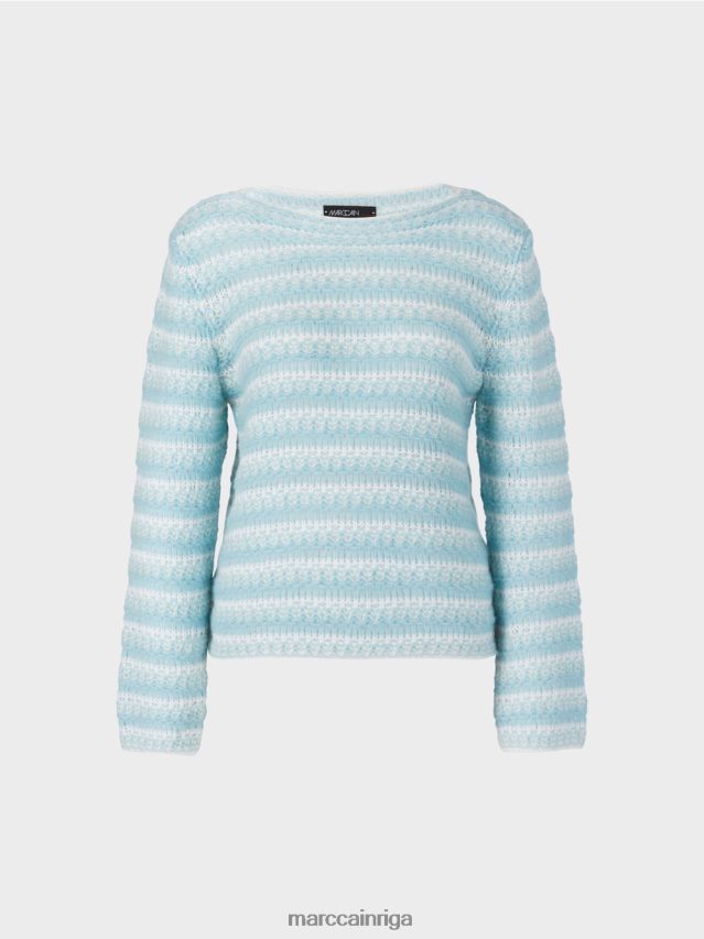 apģērbs atmosfēras zils VRBHXD1205 Marc Cain svītrains džemperis \"adīts Vācijā\"