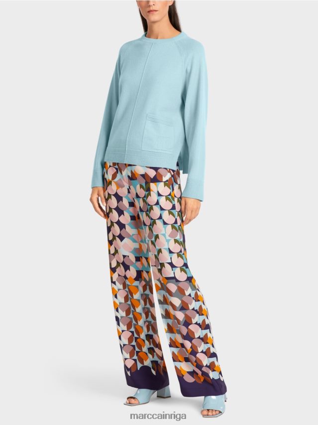 apģērbs atmosfēras zils VRBHXD1206 Marc Cain elegants vilnas un kašmira džemperis