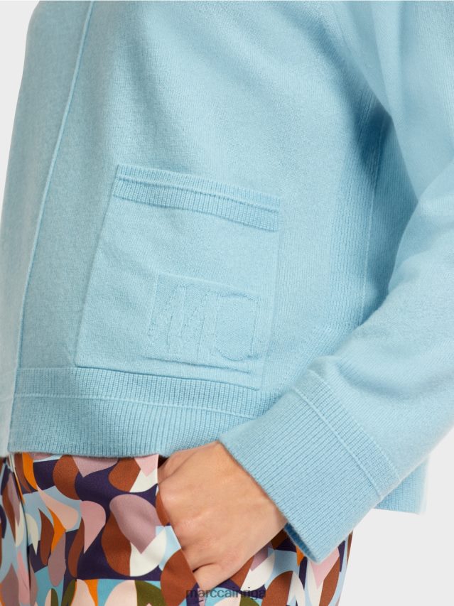 apģērbs atmosfēras zils VRBHXD1206 Marc Cain elegants vilnas un kašmira džemperis