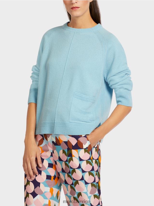 apģērbs atmosfēras zils VRBHXD1206 Marc Cain elegants vilnas un kašmira džemperis