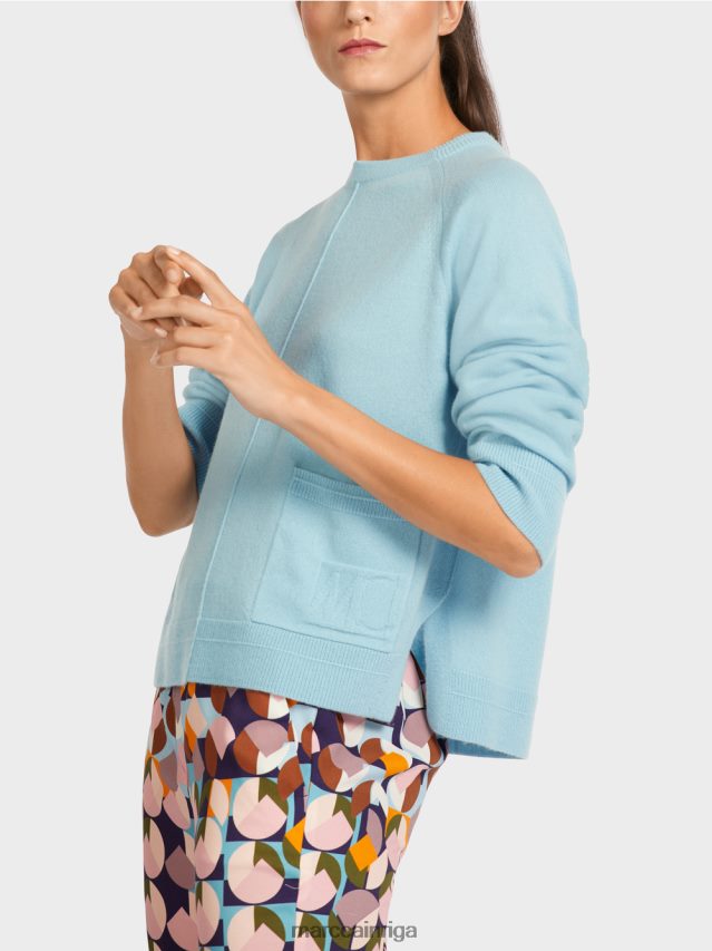 apģērbs atmosfēras zils VRBHXD1206 Marc Cain elegants vilnas un kašmira džemperis