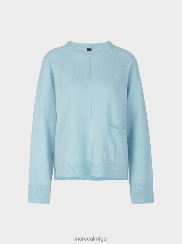 apģērbs atmosfēras zils VRBHXD1206 Marc Cain elegants vilnas un kašmira džemperis