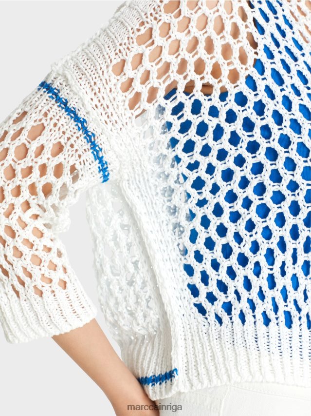 apģērbs balts VRBHXD1124 Marc Cain Vācijā adīta perforēta jaka