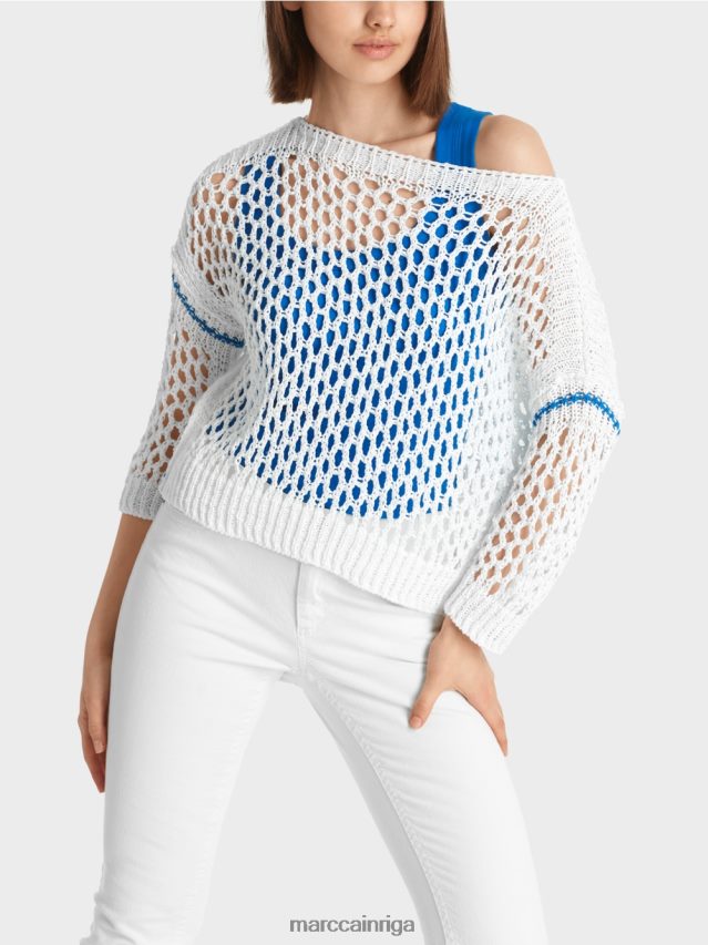 apģērbs balts VRBHXD1124 Marc Cain Vācijā adīta perforēta jaka