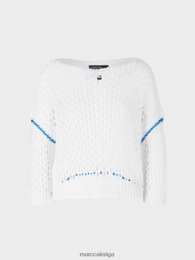 apģērbs balts VRBHXD1124 Marc Cain Vācijā adīta perforēta jaka