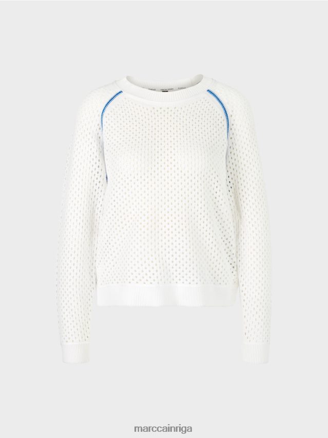 apģērbs balts VRBHXD1125 Marc Cain neto \"pārdomāt kopā\" ​​džemperis