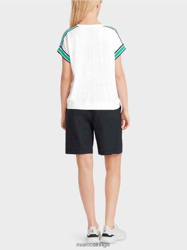 apģērbs balts VRBHXD1126 Marc Cain ikdienišķs trikotāžas džemperis ar v veida kakla izgriezumu